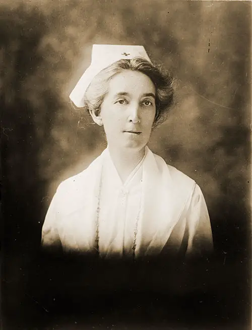 Miss Helen Scott Hay, In Charge Head Nurse on the SS Red Cross Voyage to Europe.