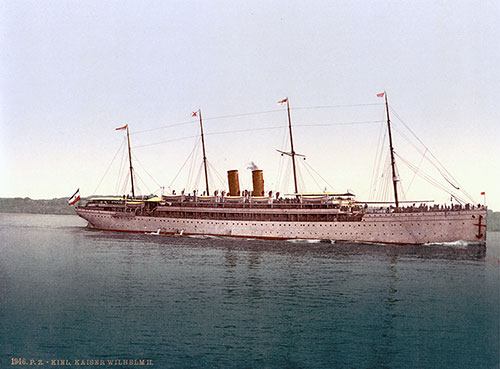SS Kaiser Wilhelm II of the Norddeutscher Lloyd Bremen, ca 1890.