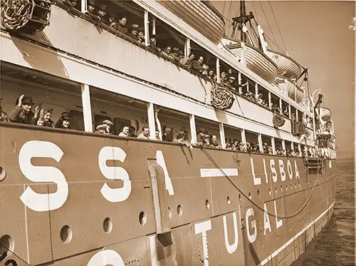 War Refugees Lined the Rails of the Portuguese Ship Nyassa When She Docked in New York on 25 April 1941 with 816 Passengers from Lisbon.
