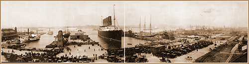 The RMS Lusitania of the Cunard Line at the End of Voyage, 22 November 1907.