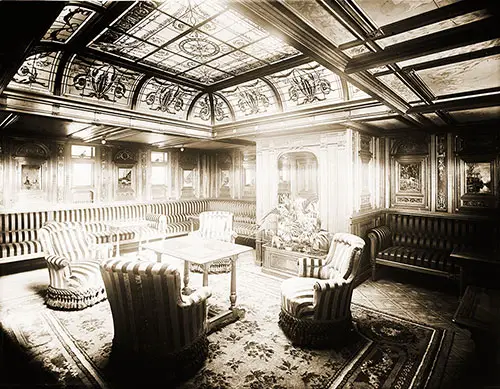 View of Corner of First Class Lounge on the SS Potsdam (1900).