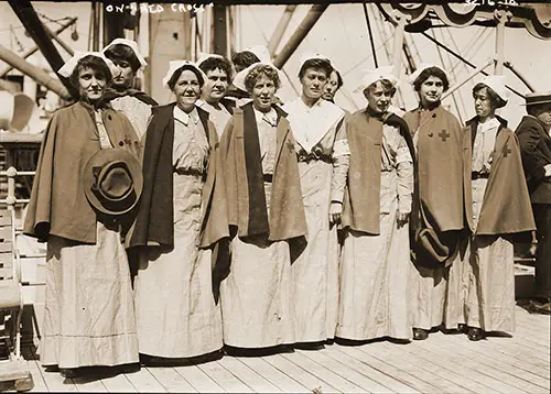 Group of Red Cross Nurses on the Deck of the SS Red Cross Prior to Departing for Europe, 13 September 1914.
