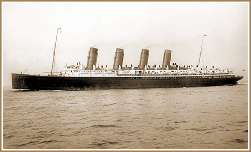 The RMS Mauretania circa 1910.
