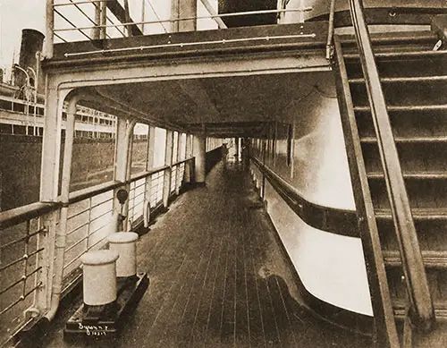 View of the Spar Deck on the SS Prinzessin Victoria Luise, Looking Aft.