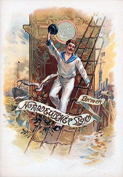 Front Cover of a Vintage Dinner Menu from Saturday, 26 May 1900 on board the SS Kaiser Wilhelm der Grosse of the Norddeutscher Lloyd.