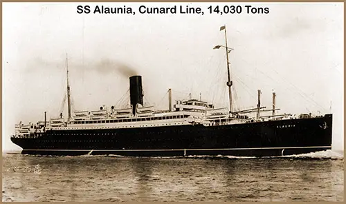 Postcard of the SS Alaunia (1925) of the Cunard Line, 14,030 Tons.