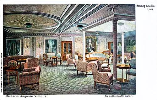 First Class Social Hall on the SS Kaiserin Auguste Victoria, 1905.