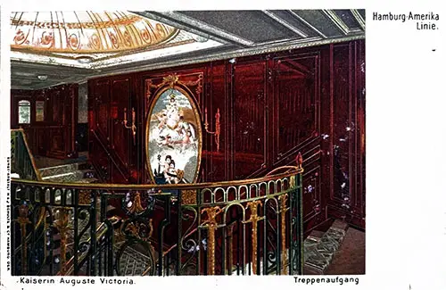 Staircase on the SS Kaiserin Auguste Victoria, 1905.