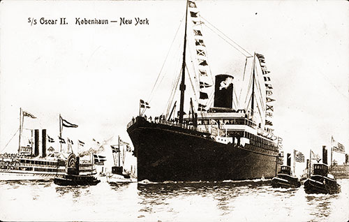 SS Oscar II of the Scandinavian-American Line, Copenhagen-New York.