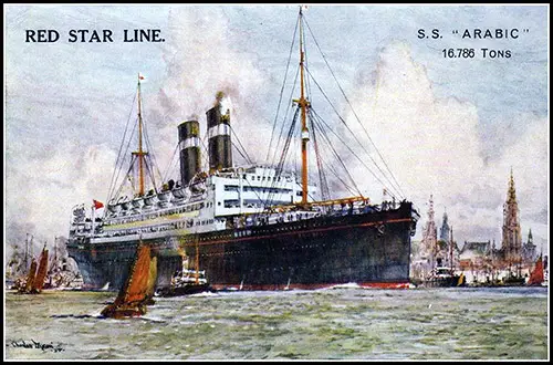 SS Arabic (1908/1926) of the White Star Line, Chartered by the Red Star Line 1926-1930 for their Antwerp-New York Route.