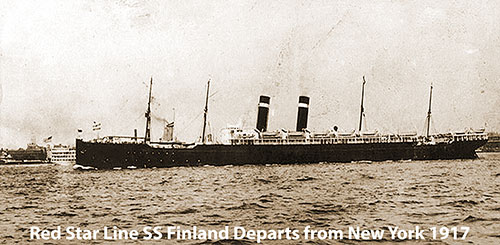 The SS Finland of the Red Star Line Departing from New York in 1917.