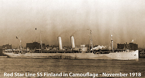SS Finland of the Red Star Line in Camouflage, November 1918.