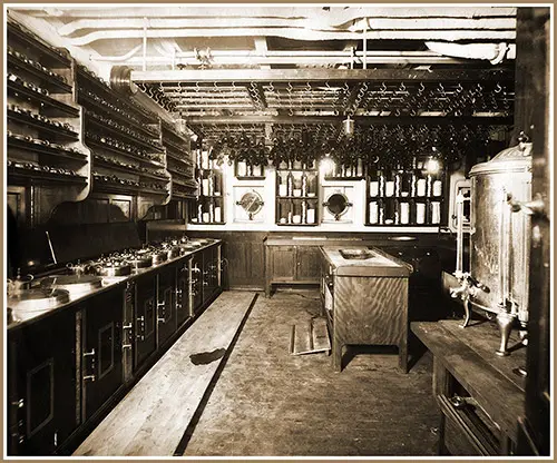 A View of a Kitchen on the RMS Mauretania.