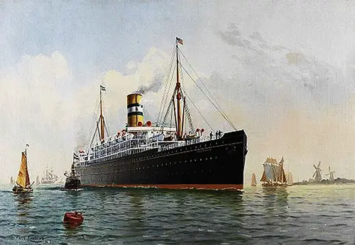 The Passenger Steamer SS Potsdam (1900) of the Holland-America Line Shown Departing from Rotterdam for New York.