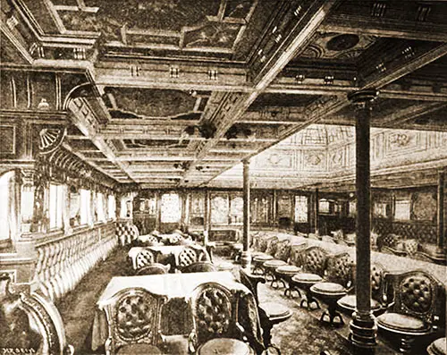 View of the Head of the First Class Dining Room on the SS Prinz Regent Luitpold German Mail Steamer, 1894.