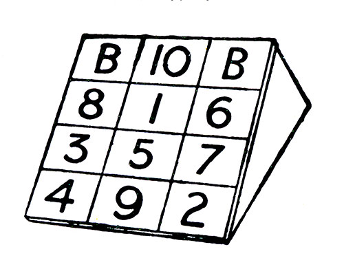 A black and white drawing of a square with numbers  Description automatically generated