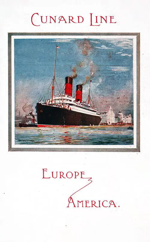 Front Cover of a Second Cabin Passenger List for the TSS Ascania of the Cunard Line, Departing Tuesday, 29 August 1911 from Southampton to Québec and Montréal