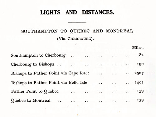Lights and Distances. RMS Ausonia Cabin Passenger List from 29 September 1928.