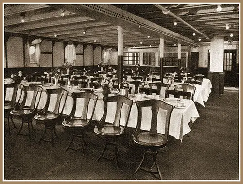 Corner of Third-Class Dining Room on the SS Deutchland (1923).