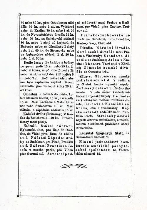 Travel Information About Prague, 1885.