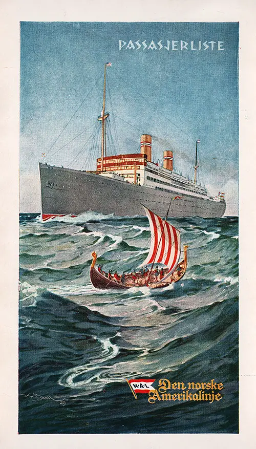 Front Cover - 27 July 1935 Passenger List, SS Bergensfjord, Norwegian America Line