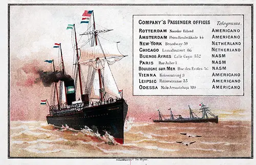 Back Cover, Holland-America Line SS Spaarndam Cabin Passenger List - 26 March 1892.