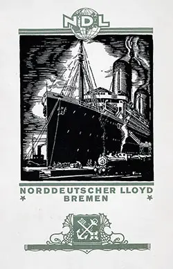 Front Cover, Cabin Passenger List from the SS Canopic of the North German Lloyd, Departing 10 December 1923 from Bremen to New York.