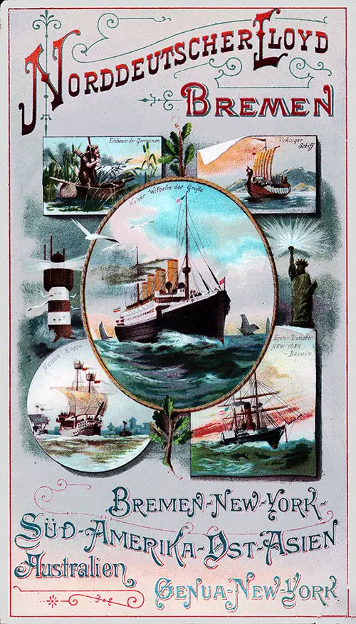 Front Cover, Passenger List, North German Lloyd, SS Kaiser Wilhelm der Grosse, 19 February 1901.