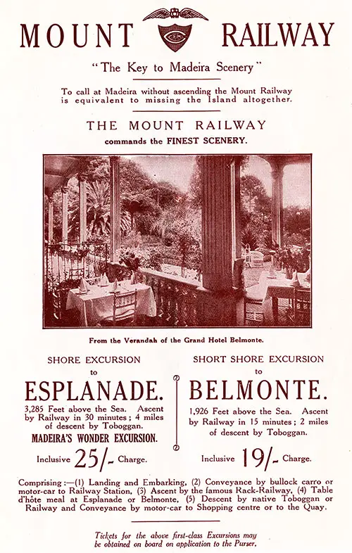 Advertisement: Mount Railway "The Key to Madeira Scenery."