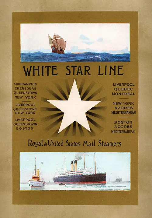 Front Cover, White Star Line SS Canopic First Class Passenger List - 23 July 1911.