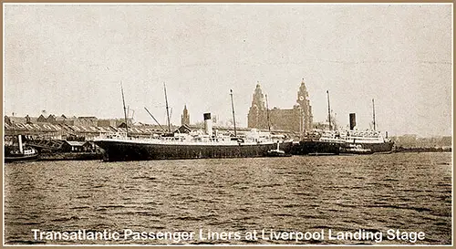 Transatlantic Passenger Liners at the Liverpool Landing Stage. The Port of Liverpool, 1929.