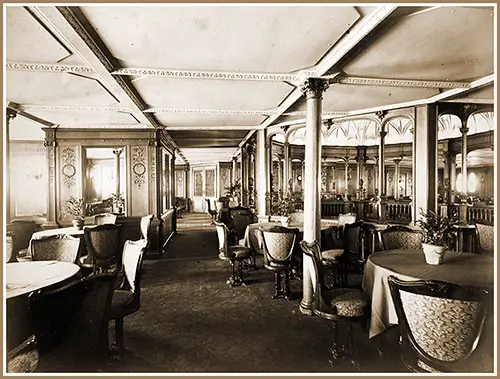 Another View of the First Class Upper Dining Saloon on the RMS Mauretania.