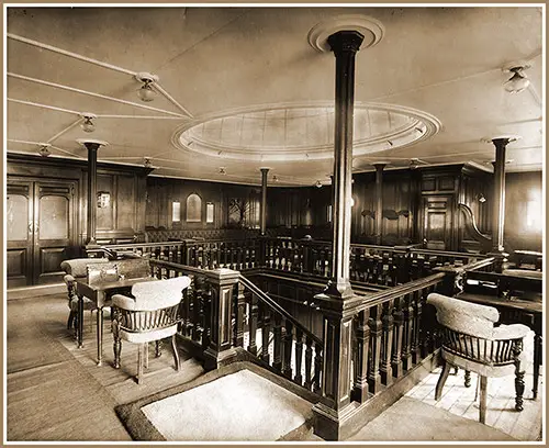Second Class Lounge on the RMS Mauretania.