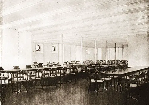 Fig. 118: Portion of the Third Class Dining Saloon on the RMS Titanic.