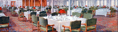 Plate II: The First Class Dining Saloon of the White Star Liner Olympic.