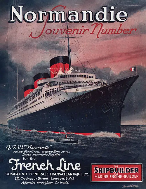 Front Cover, SS Normandie Souvenir Number. The Shipbuilder and Marine Engine Builder, June 1935.