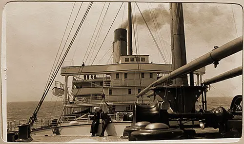 Clara Tweedal Standing on the Deck of the SS Cedric, 1911.