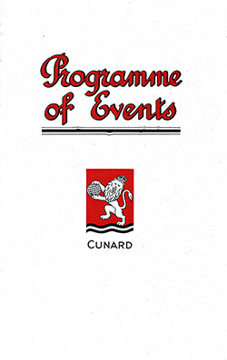 Front Cover, Events Program for a September 1929 Voyage of the RMS Aquitania of the Cunard Line.