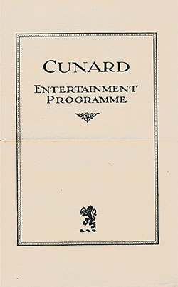 Front Cover, Concert Program on Board the RMS Berengaria in Aid of British and American Seamen's Institutions, 19 July 1929.