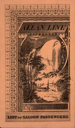 Passenger List - Allan Royal Mail Steamer Parisian 1891 Saloon Passengers