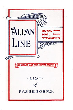 Passenger List, Allan Line SS Pretorian, 1912