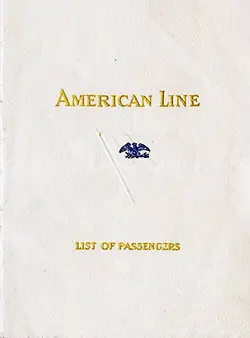 Cabin Passenger Manifest, SS Manchuria, American Line, 28 June 1923