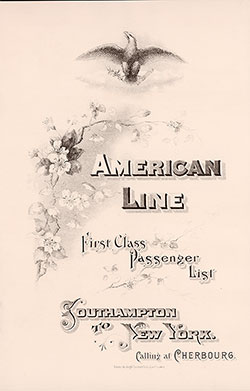 Passenger Manifest February 1904 Westbound Voyage - SS New York