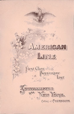 23 September 1905 Passenger Manifest for the SS New York