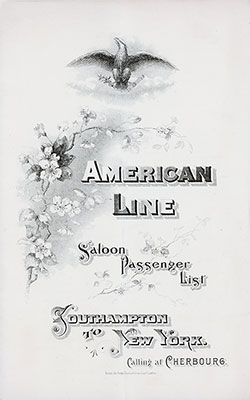 Passenger Manifest for the Cover, May 1901 Westbound Voyage - SS St. Louis 