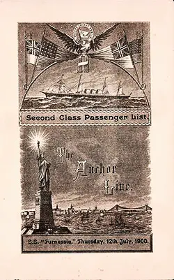 Passenger Manifest, Anchor Line SS Furnessia, 1900, Glasgow, Scotland to New York 