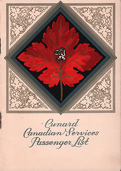 Front Cover, Cunard Line RMS Antonia Cabin and Tourist Third Cabin Passenger List - 12 June 1931.