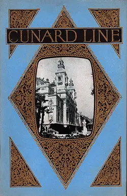 Front Cover of a First Class Passenger List from the RMS Aquitania of the Cunard Line, Departing 19 June 1929 from New York to Southampton via Cherbourg, Commanded by Captain E. G. Diggle, R.D., R.N.R.