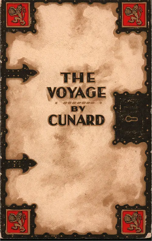 Front Cover, Cunard Line RMS Aquitania Tourist Passenger List - 1 October 1932.
