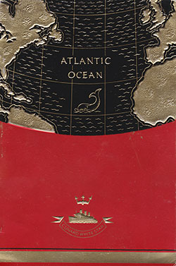 Front Cover of a Tourist Class Passenger List from the RMS Aquitania of the Cunard Line, Departing 26 August 1936 from Southampton to New York via Cherbourg
